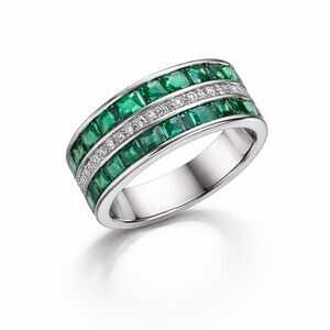 LeRose by Lexi and Rose - Sterling Silver Three-Row Gemstone Ring